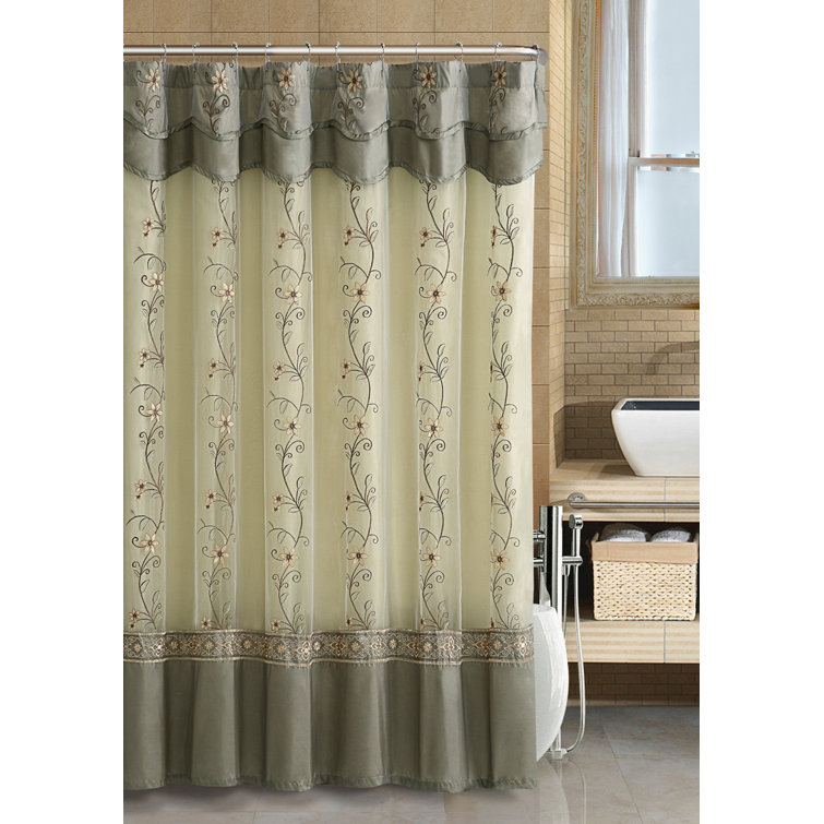 Fleur De Lis Living Menoher Floral Embroidered SemiSheer Single Shower